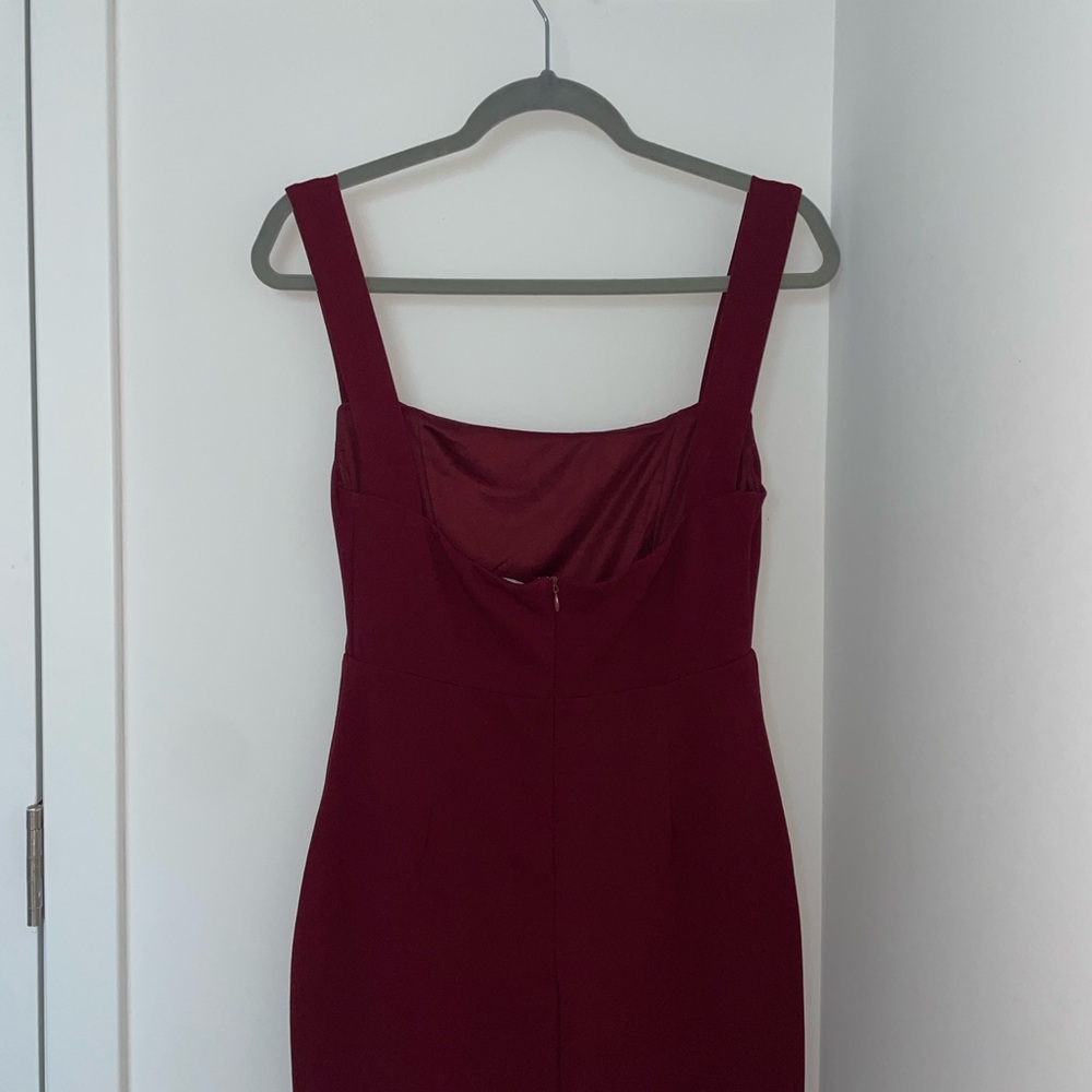 Lulu's Social Sensation Burgundy Square Neck Mini NWOT Dress - Picture 4 of 5